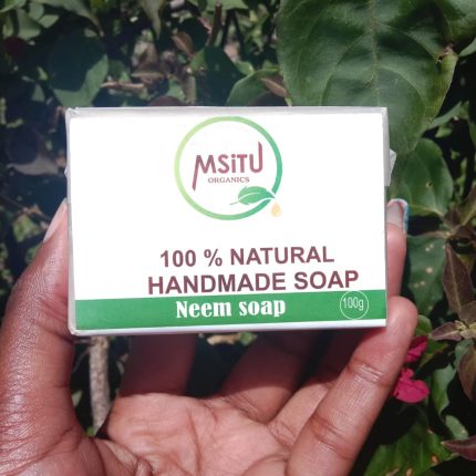 Msitu Organics Neem Soap 100g Msitu organics Neem Soap is 100% Hand Made and Natural Soap for Purifying and Clarifying the skin. Our Neem Soap deeply cleanse pores, control excess oil, and help prevent breakouts. Highlights Neem Soap harnesses the natural antibacterial and antifungal properties of neem which offer the skin certain benefits: Helps fight acne and breakouts Controls excess oil production Deeply cleanses and purifies pores Soothes irritation and inflammation Best For: Oily, acne-prone, and combination skin