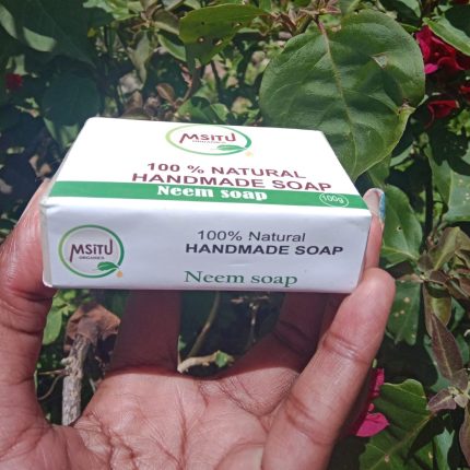 Msitu Organics Neem Soap 100g Msitu organics Neem Soap is 100% Hand Made and Natural Soap for Purifying and Clarifying the skin. Our Neem Soap deeply cleanse pores, control excess oil, and help prevent breakouts. Highlights Neem Soap harnesses the natural antibacterial and antifungal properties of neem which offer the skin certain benefits: Helps fight acne and breakouts Controls excess oil production Deeply cleanses and purifies pores Soothes irritation and inflammation Best For: Oily, acne-prone, and combination skin