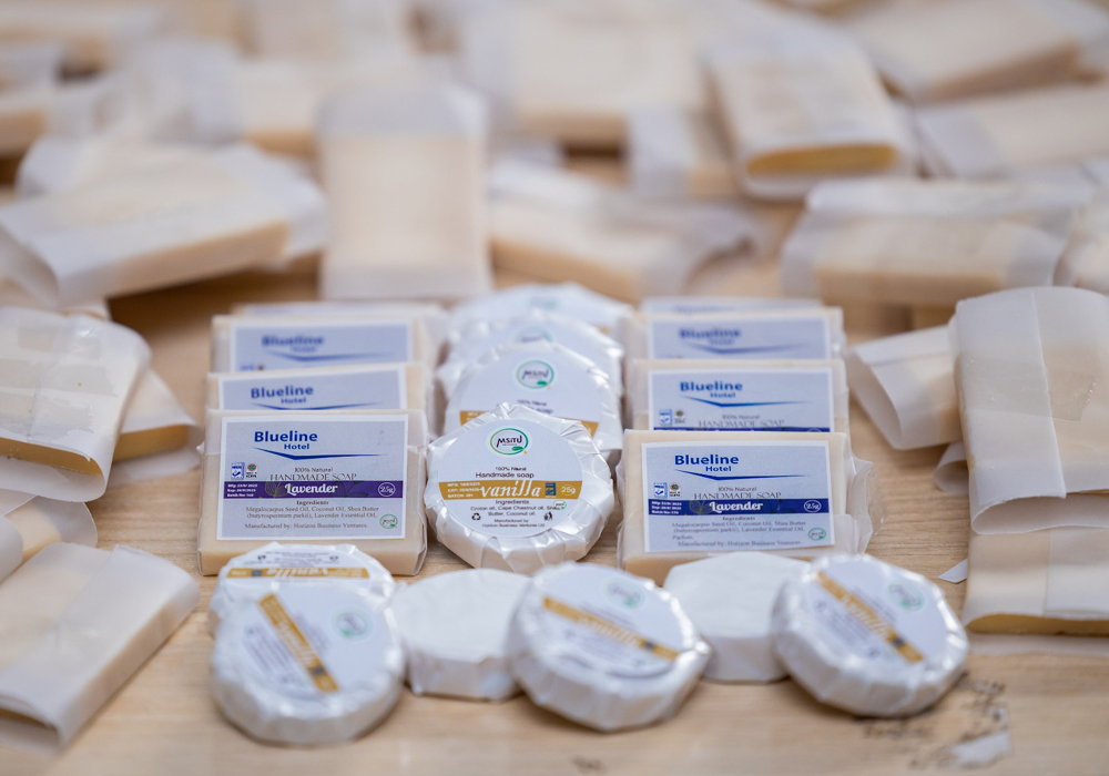 HOTEL AMENITIES We offer luxurious authentic organic experience for hotels, we curate room amenities that are handcrafted to ensure your guest enjoy an authentic and personalized experience. We offer: – 30ml shower gel @24/= 30ml shampoo @24/= 30ml conditioner @24/= 30ml lotion @ 25/= Guest soap 25g @ 13/= (fragrance free) Guest soap 25g @ 14/= which can come in various varieties, lavender and lemon grass We also offer personalized products by including the hotel logo.