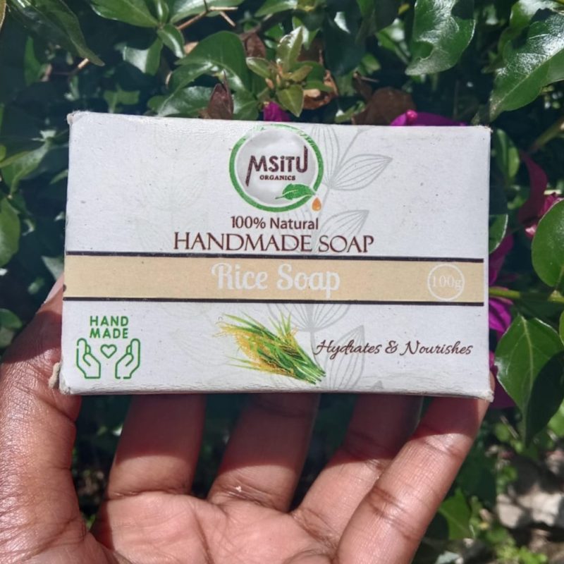 Msitu Organics Rice Soap 100g Rice Soap is 100% Hand Made and Natural Soap for Brightening, Even toning and Radiating the skin Highlights Our rice soap is rich in vitamins and antioxidants from rice extracts with the following benefits Brightens and evens out skin tone Smooths and softens skin texture Gently cleanses without stripping moisture Promotes a natural, healthy glow Suitable For: All skin types, especially dull or uneven skin