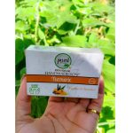 Msitu Organics Turmeric Soap 100g Turmeric Soap is 100% Hand Made and Natural. Soap made for a Brightened glowing and even skin tone. Highlights Turmeric soap is a powerful antioxidant and anti-inflammatory which offers the following benefits: Brightens and revitalizes dull skin Helps reduce dark spots and blemishes Supports an even skin tone Soothes and calms the skin Best For: All skin types, especially dull or uneven skin
